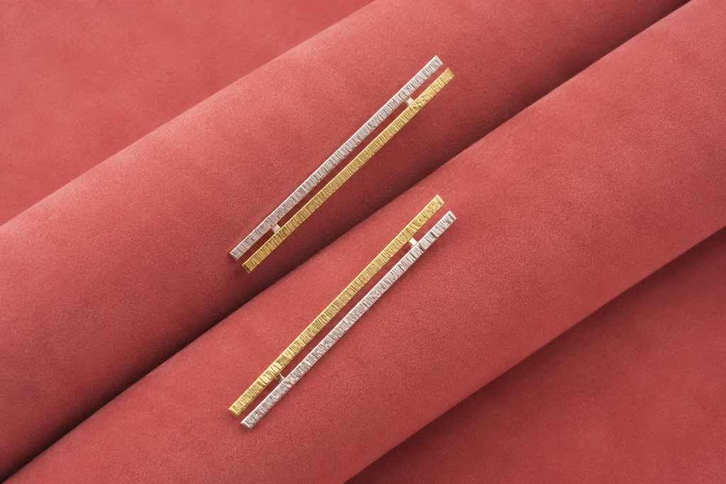 Gold & Silver Dual-Tone Minimalist Bar Drop Earrings