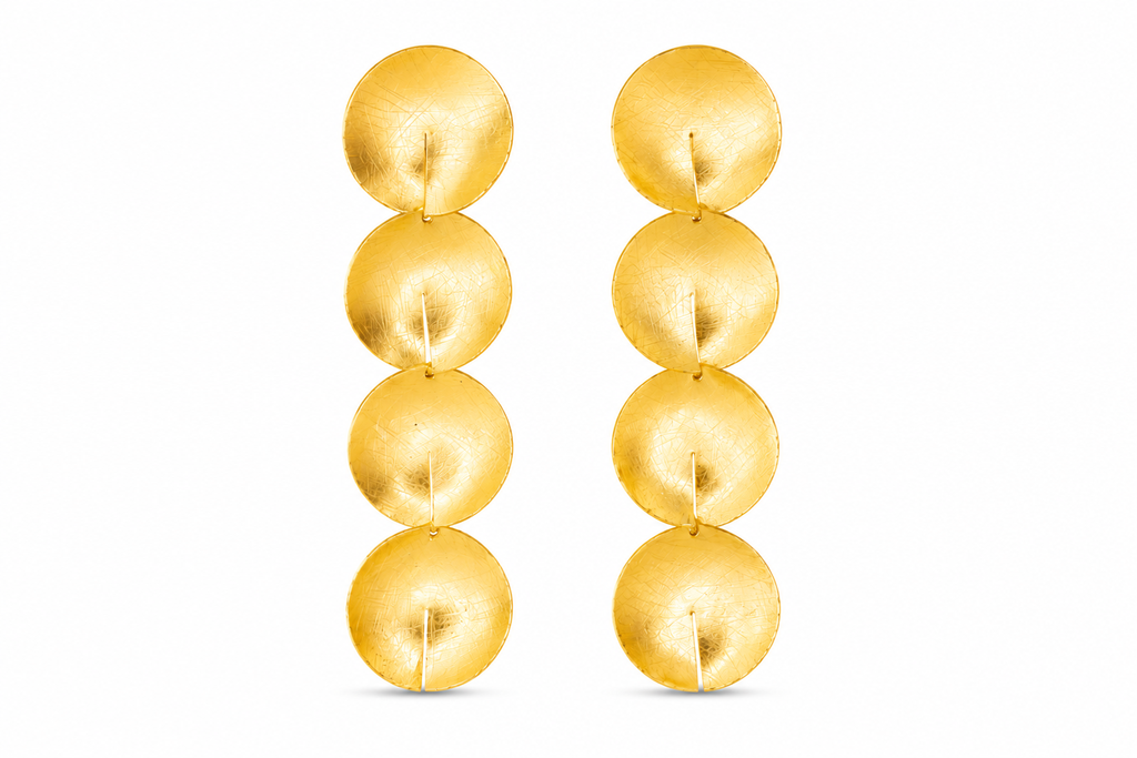 18K Gold Plated Statement Disc Drop Earrings