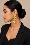 18K Gold Plated Statement Disc Drop Earrings