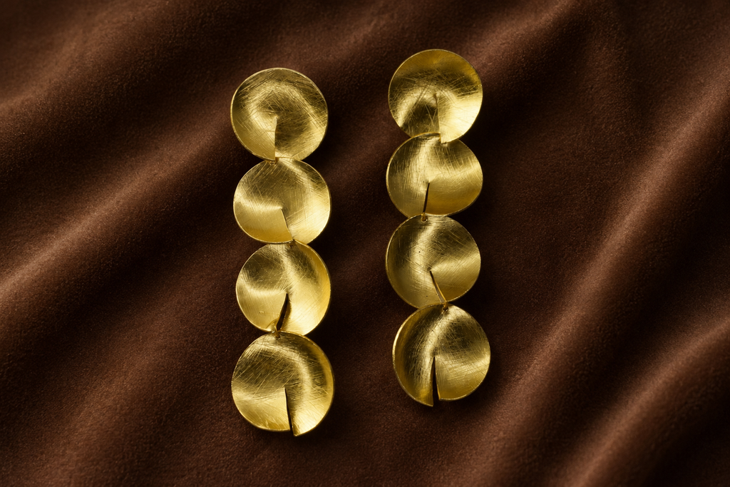 18K Gold Plated Statement Disc Drop Earrings