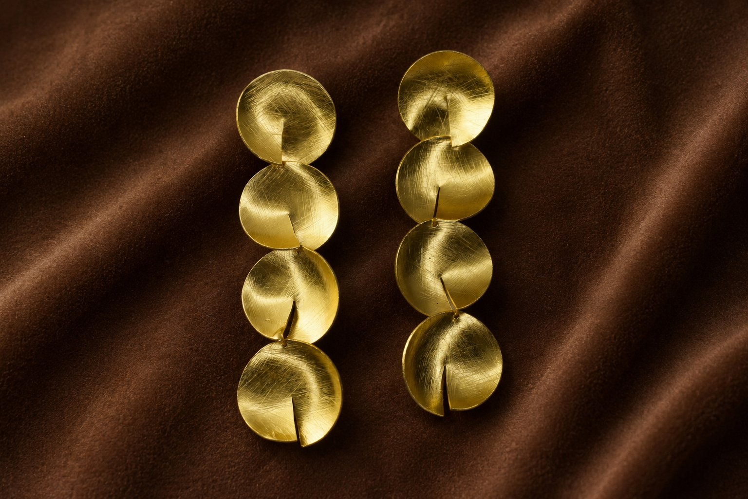 18K Gold Plated Statement Disc Drop Earrings