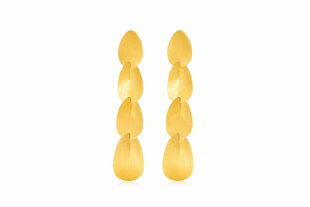 18K Matte Gold-Tone Layered Drop Earrings