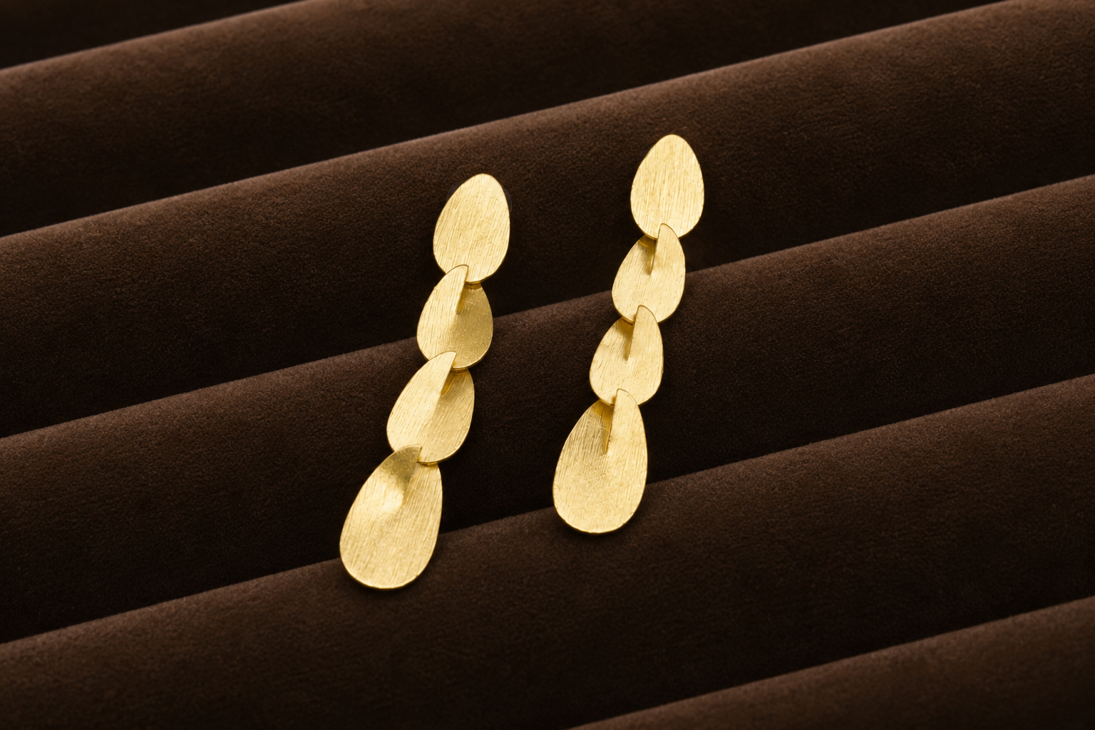 18K Matte Gold-Tone Layered Drop Earrings