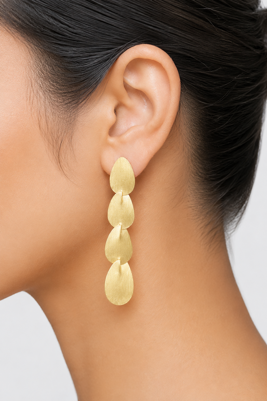 18K Matte Gold-Tone Layered Drop Earrings