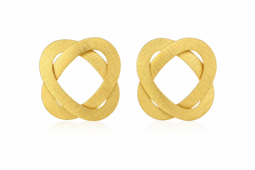 18K Gold-Plated Interlocking Geometric Stud Earrings