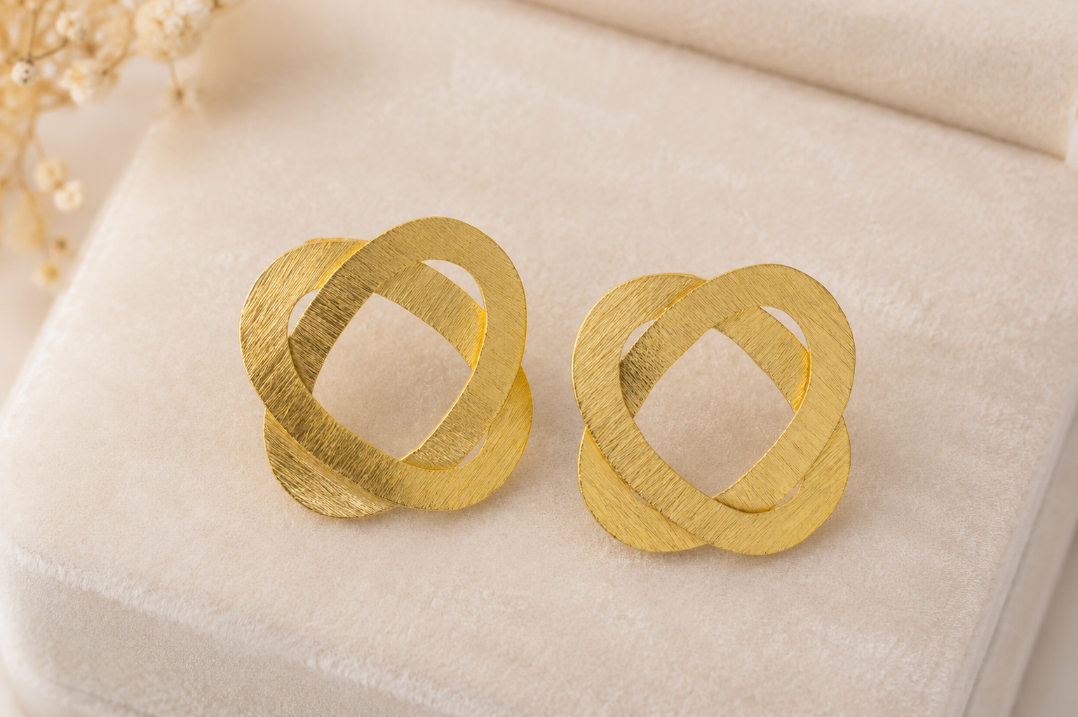 18K Gold-Plated Interlocking Geometric Stud Earrings