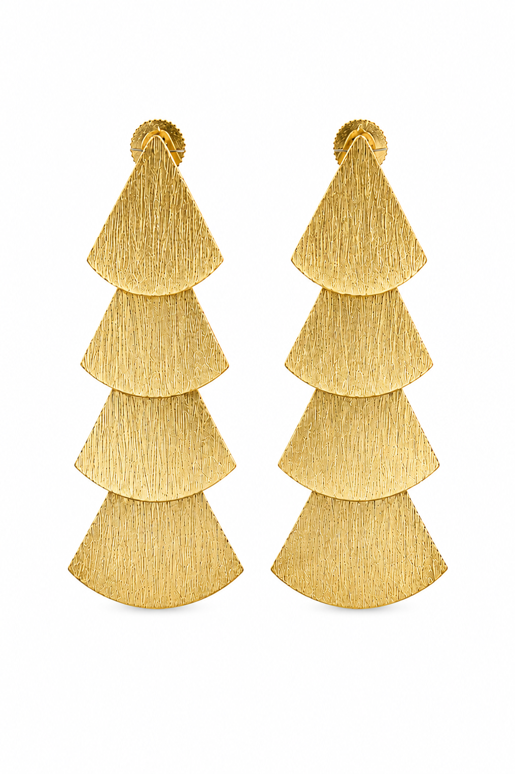 18K Gold Tone Layered  Statement Drop Earrings