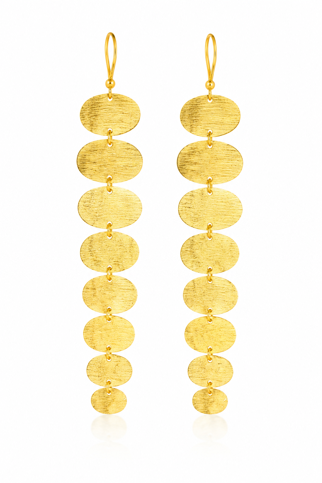 18K Gold Plated Cascading Oval Disc Statement Earrings