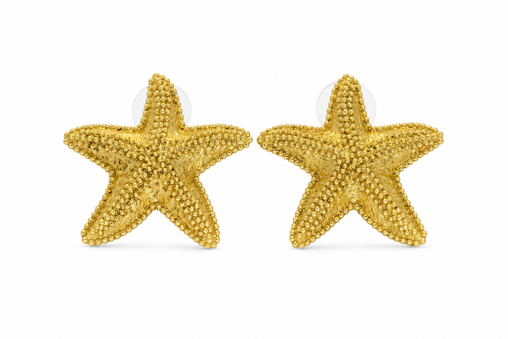 18K Gold-Plated Starfish Stud Earrings