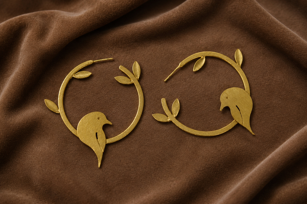 18K Gold Plated Bird Hoop  Earrings