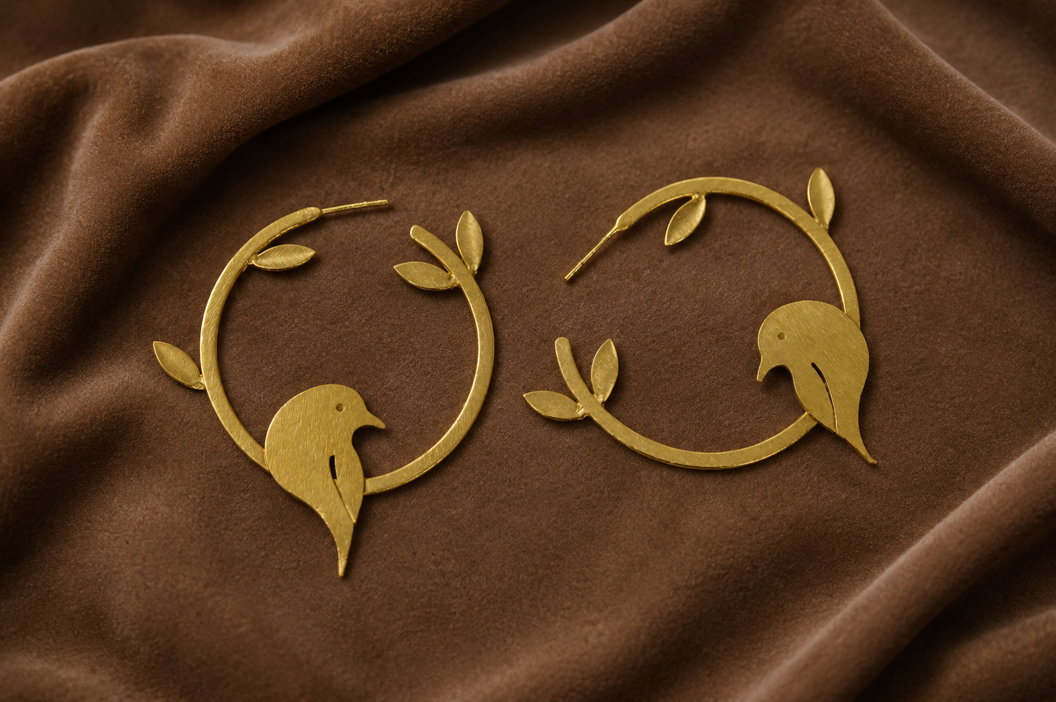 18K Gold Plated Bird Hoop  Earrings