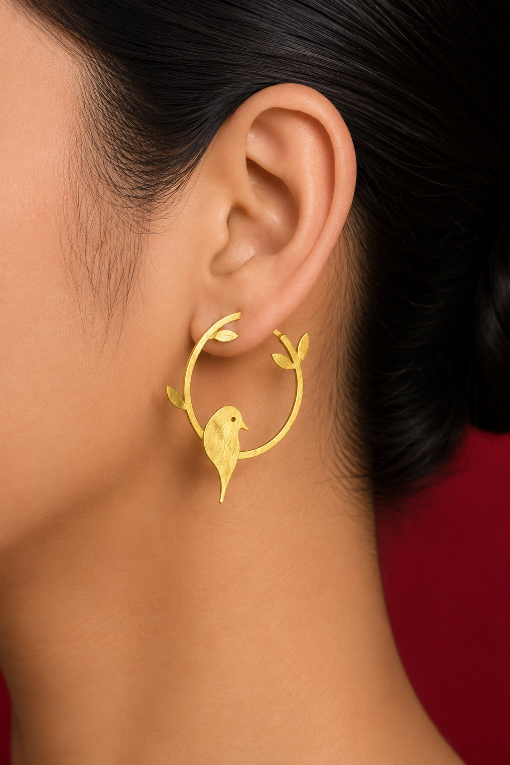 18K Gold Plated Bird Hoop  Earrings