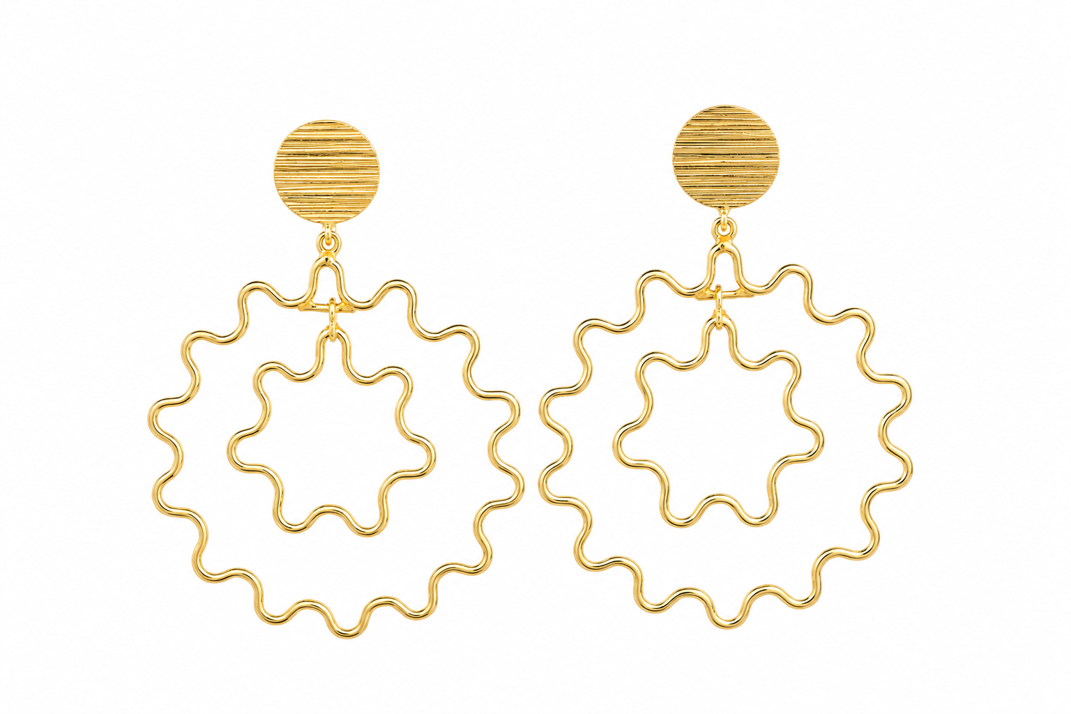 Gold Plated Contemporary Dangle Earrings | Lightweight Fashion Jewelry for Women
