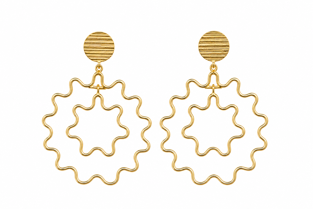 Gold Plated Contemporary Dangle Earrings | Lightweight Fashion Jewelry for Women
