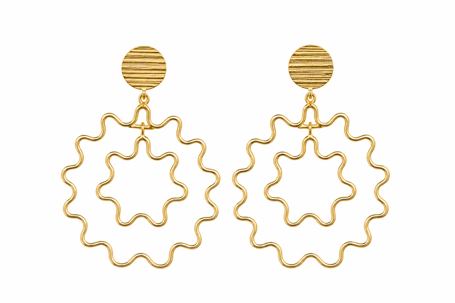 Gold Plated Contemporary Dangle Earrings | Lightweight Fashion Jewelry for Women