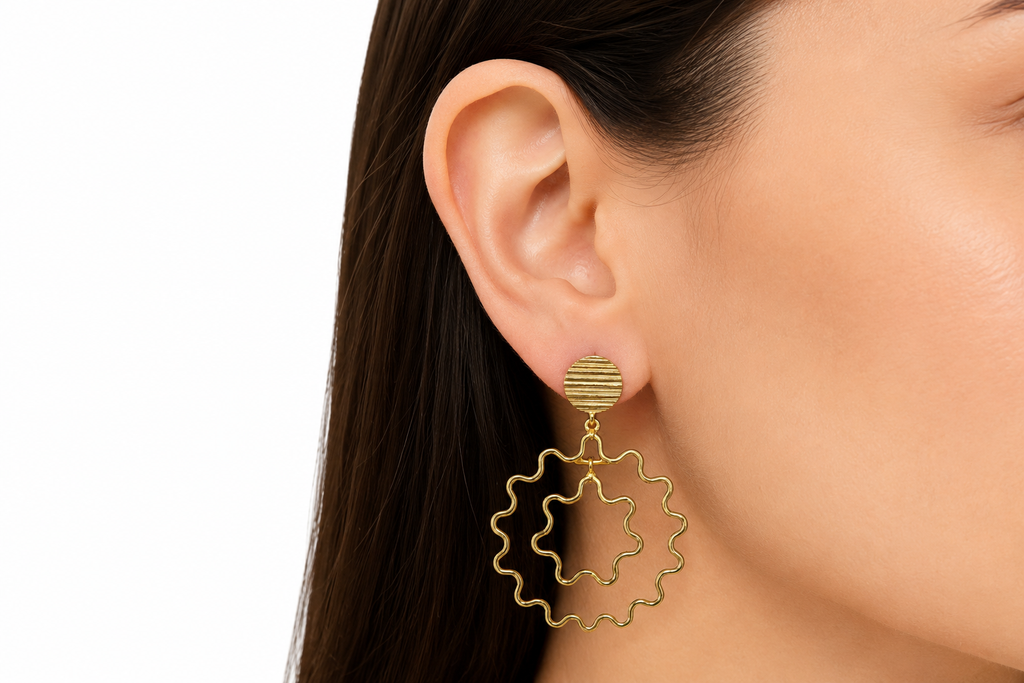 Gold Plated Contemporary Dangle Earrings | Lightweight Fashion Jewelry for Women