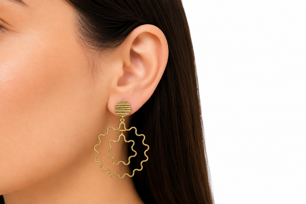 18K Gold-Plated Floral Wave Statement Earrings