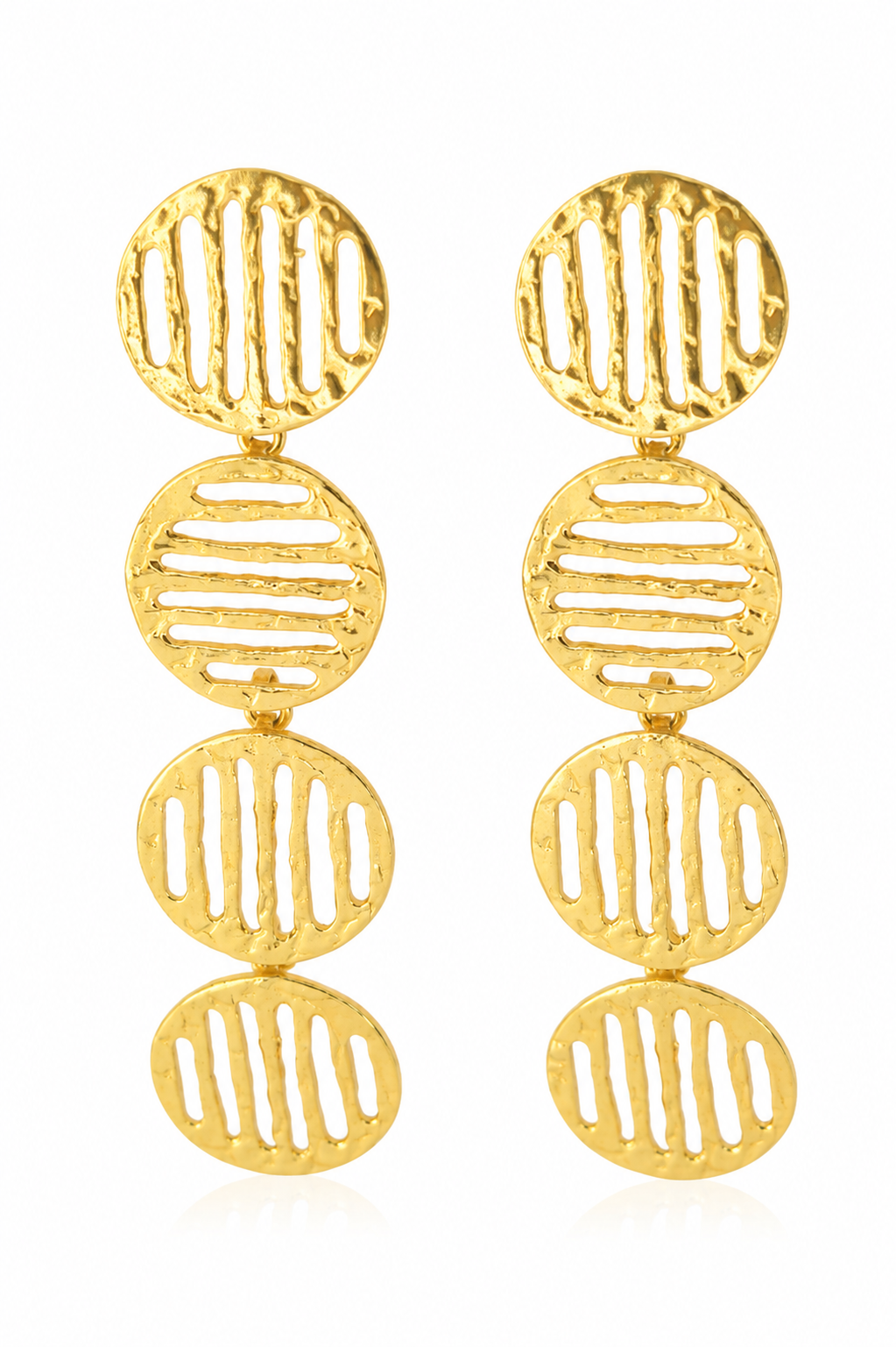 18K Gold Plated Geometric Disc Drop Earrings