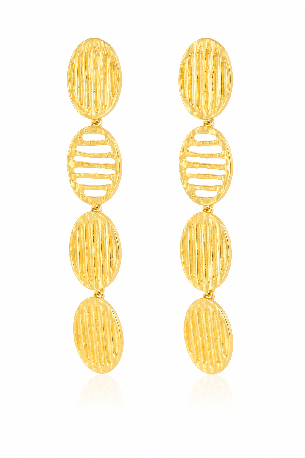 18K Gold Plated Geometric Disc Drop Earrings