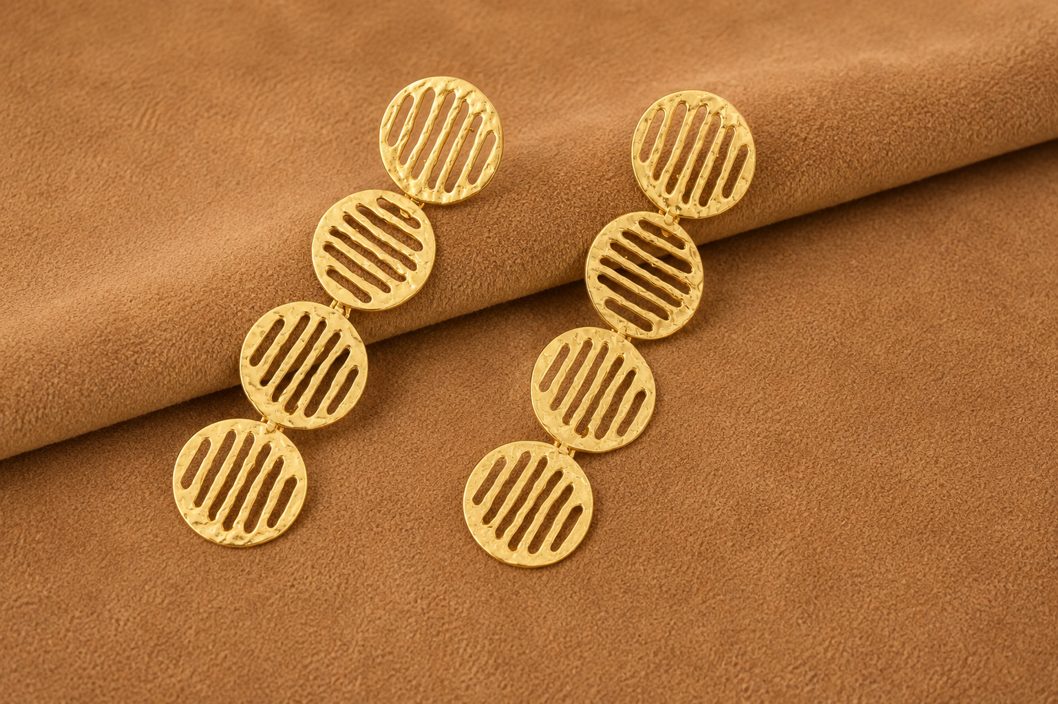 18K Gold Plated Geometric Disc Drop Earrings
