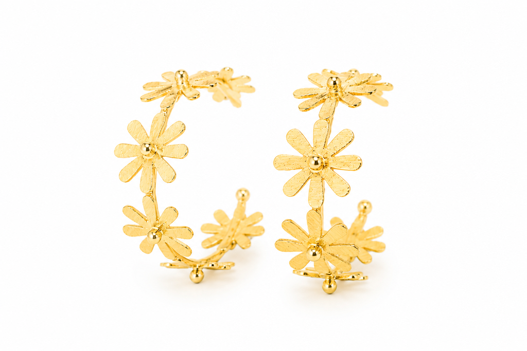 18K Gold-Plated Daisy Bloom Statement Earrings