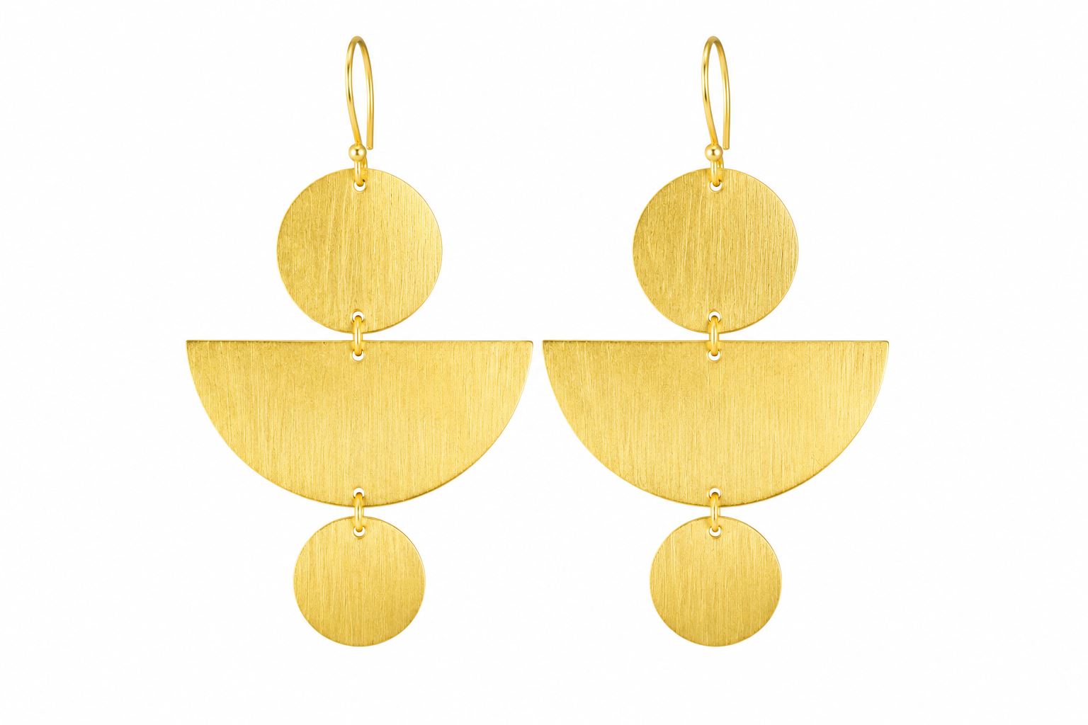 18K Gold Plated circular and  semi-circular Earrings