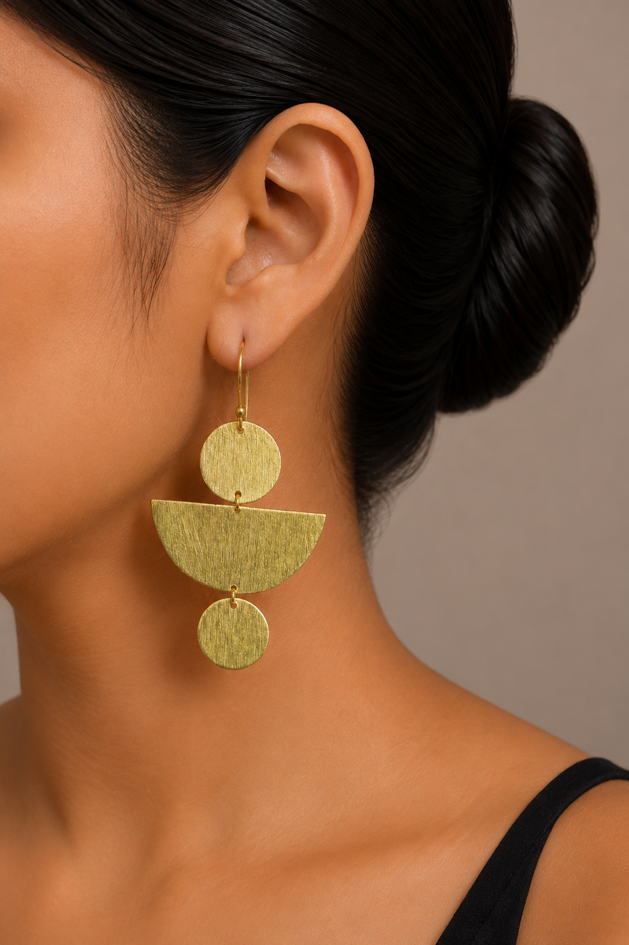 18K Gold Plated circular and  semi-circular Earrings