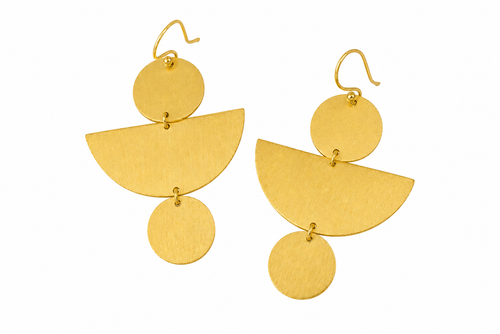 18K Gold Plated circular and  semi-circular Earrings
