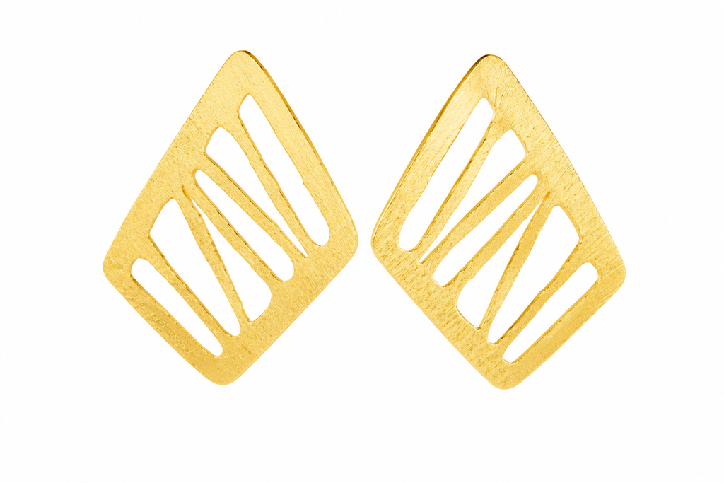 18K Gold Plated Geometric Cutwork Statement Earrings
