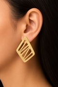18K Gold Plated Geometric Cutwork Statement Earrings