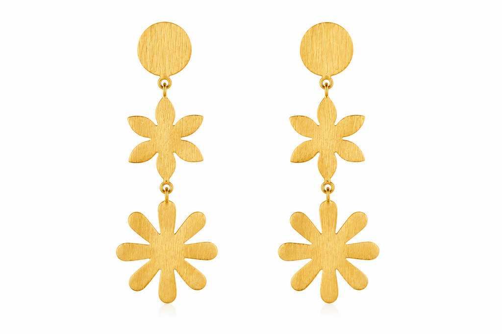 18K Gold-Plated Floral Drop Earrings