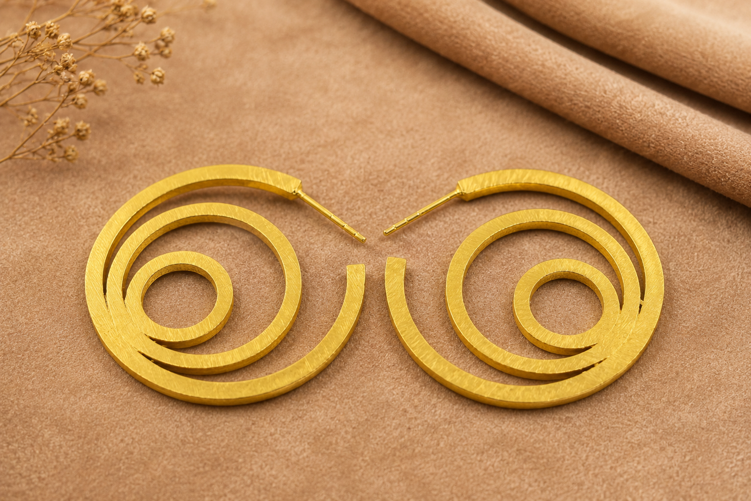 18K Gold Plated Spiral Earrings