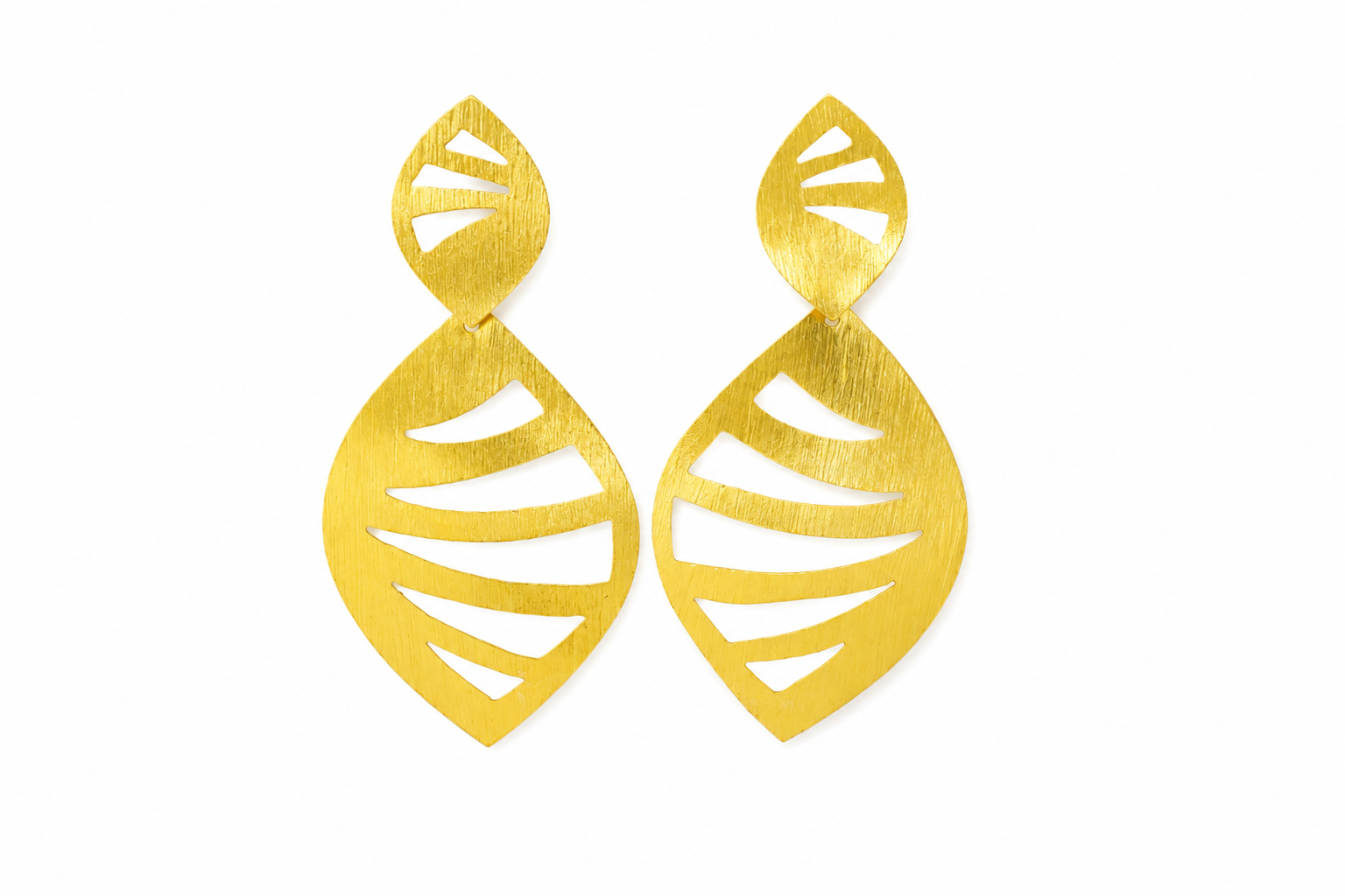 18K Gold Plated Leaf Cutout Statement Drop Earrings