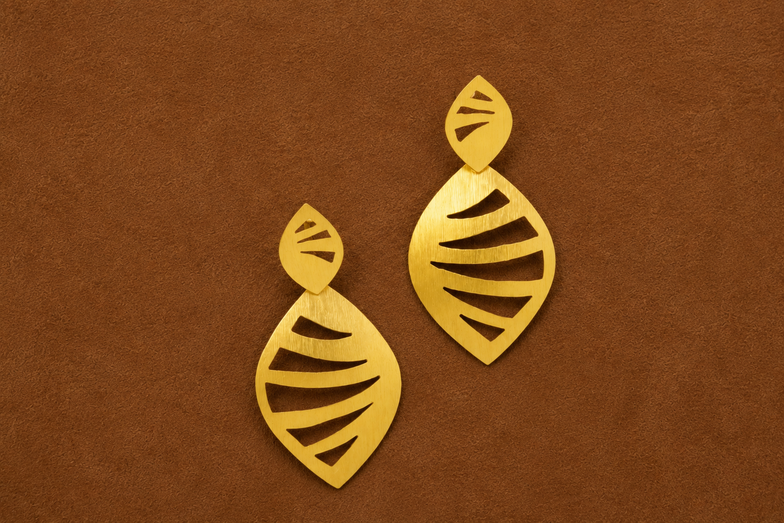 18K Gold Plated Leaf Cutout Statement Drop Earrings