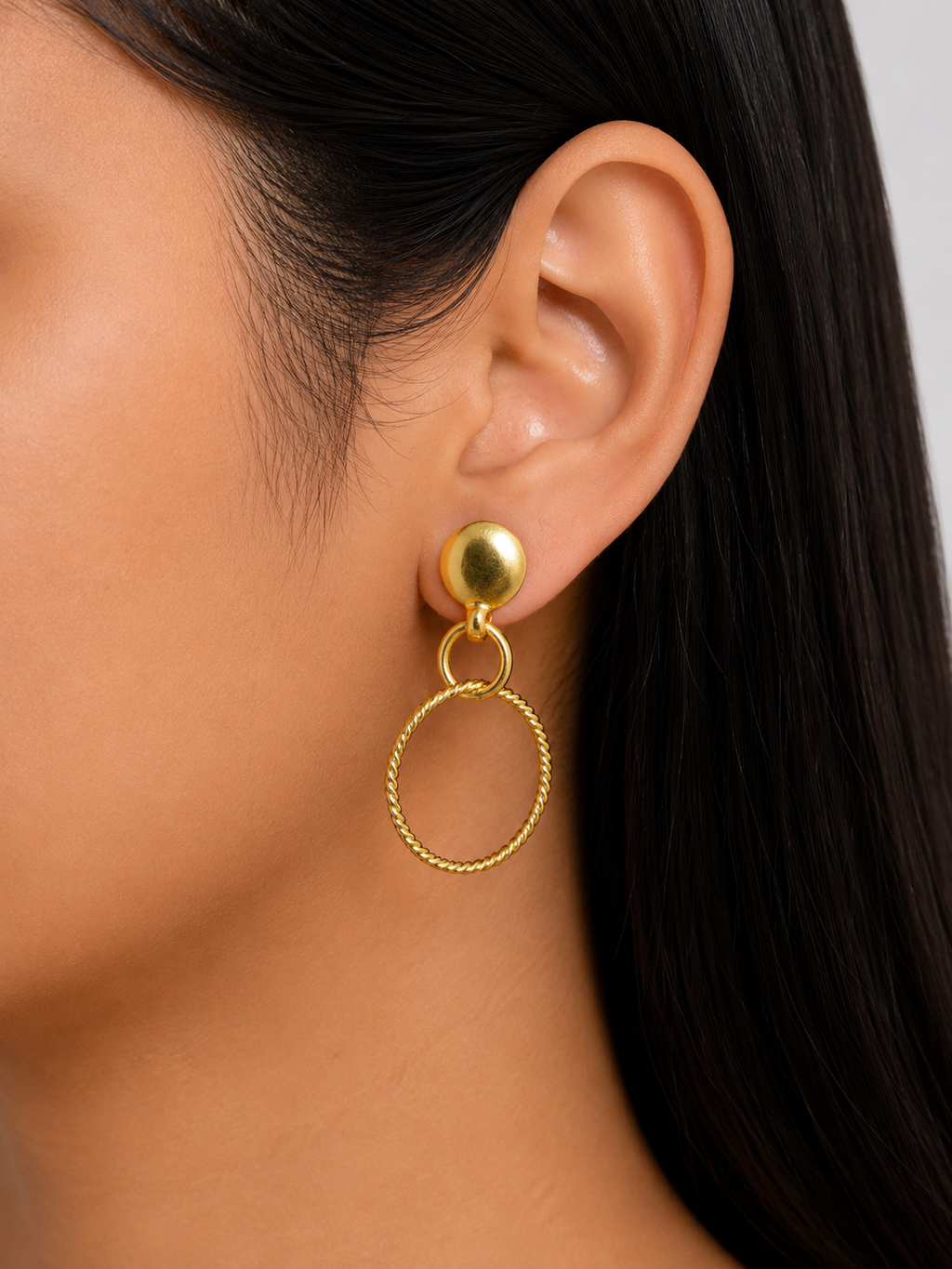 18K Gold Plated Twisted Hoop Statement Earrings