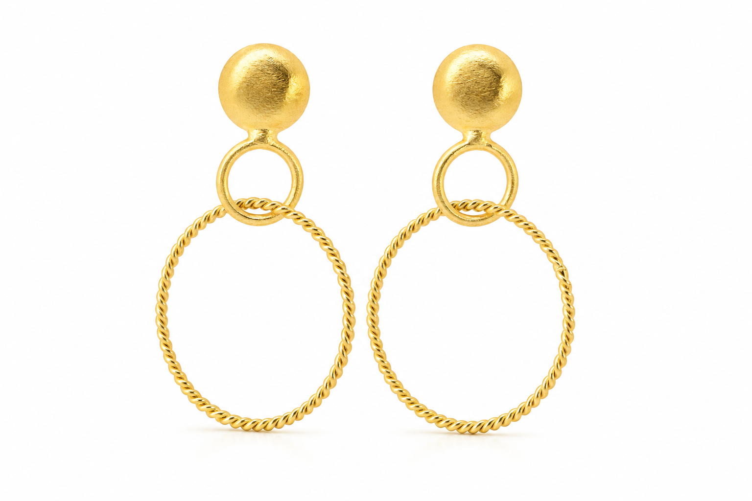 18K Gold Plated Twisted Hoop Statement Earrings