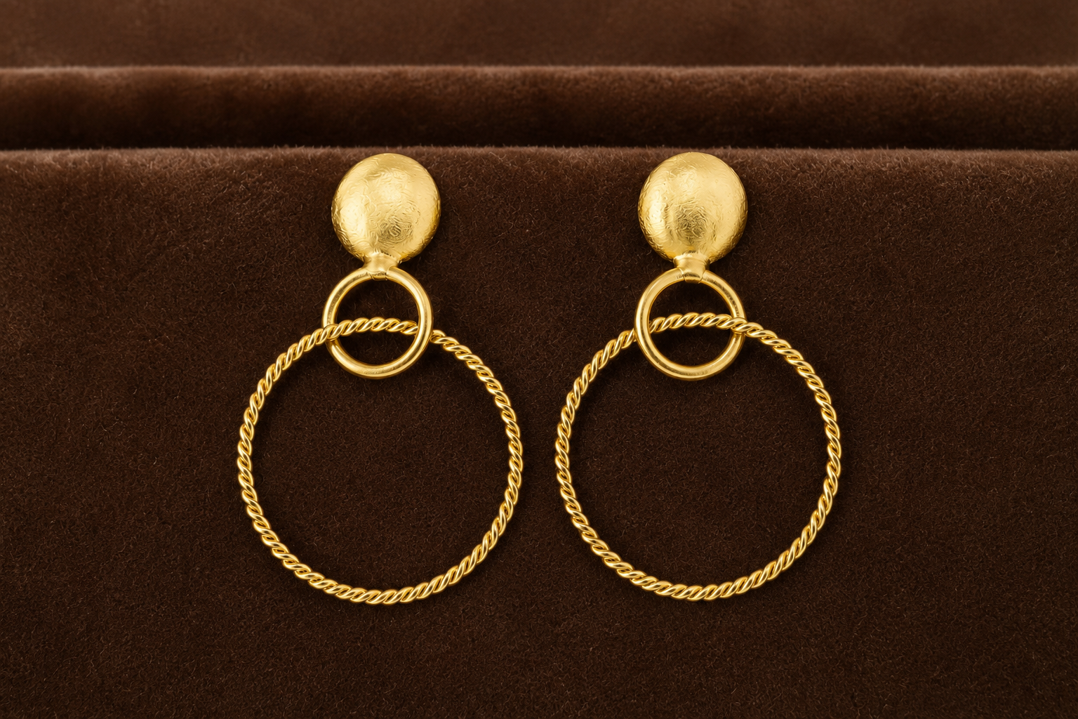 18K Gold Plated Twisted Hoop Statement Earrings
