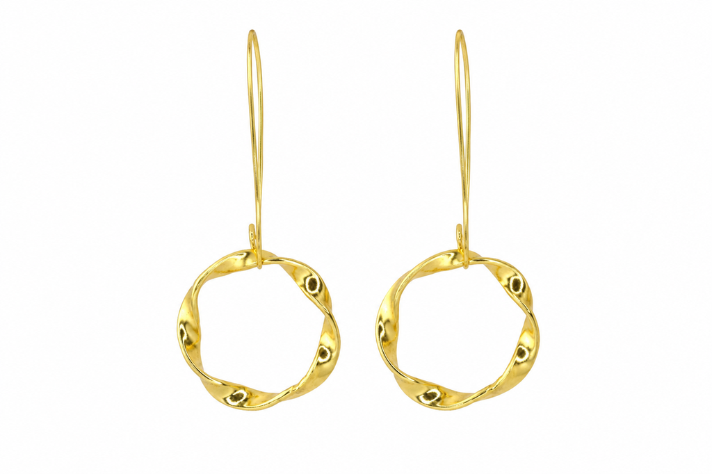 18K Gold Plated Twisted Hoop  Earrings