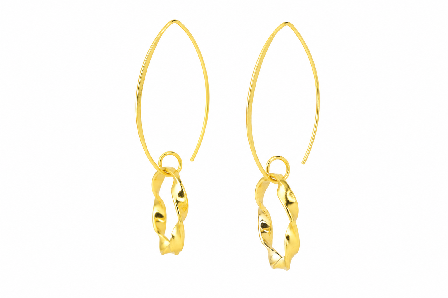 18K Gold Plated Twisted Hoop  Earrings