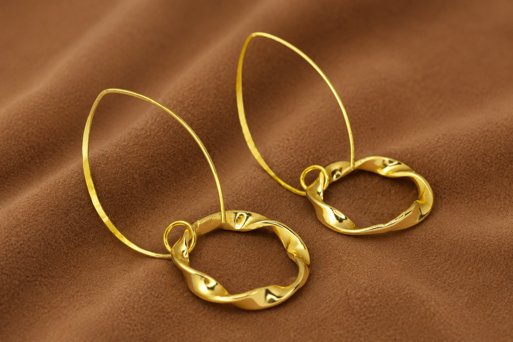 18K Gold Plated Twisted Hoop  Earrings