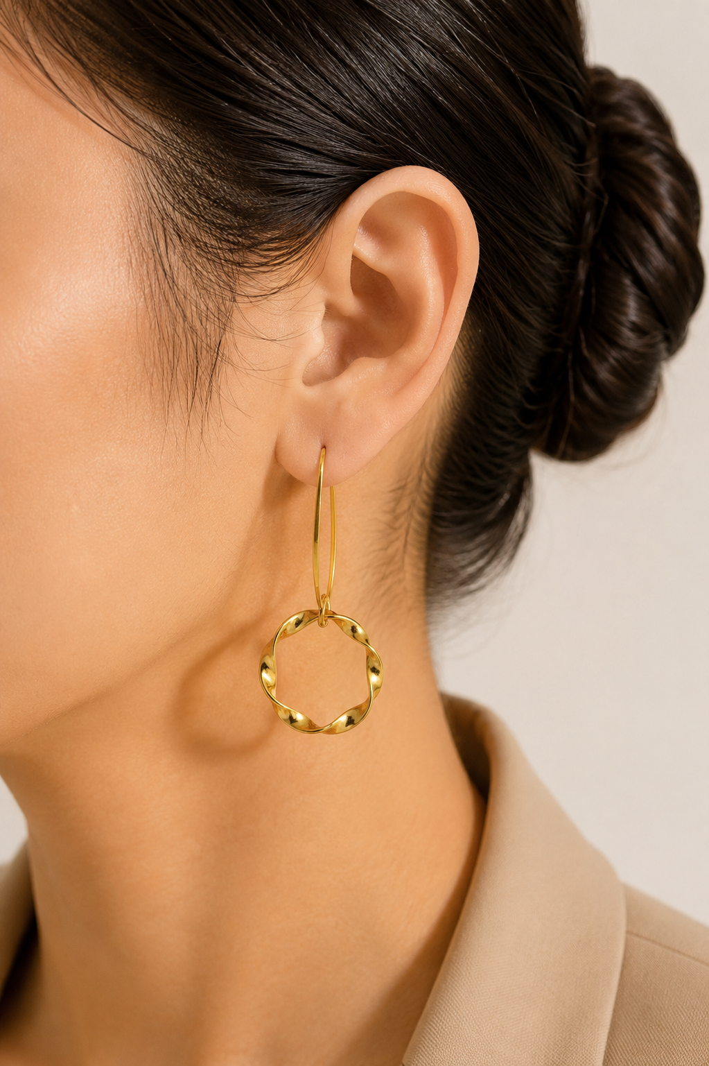 18K Gold Plated Twisted Hoop  Earrings