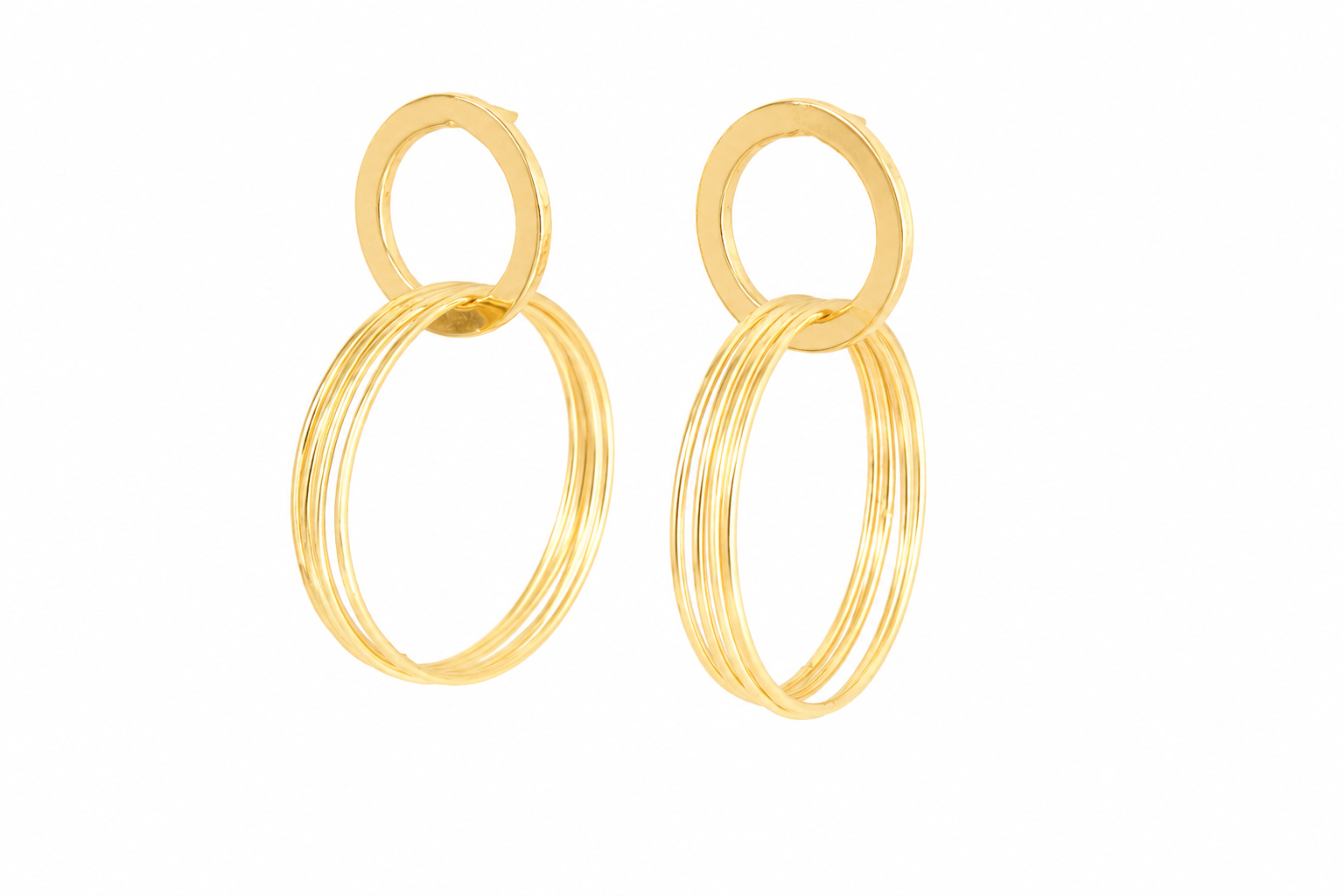 18K Gold-Plated Multi Hoop Statement Earrings