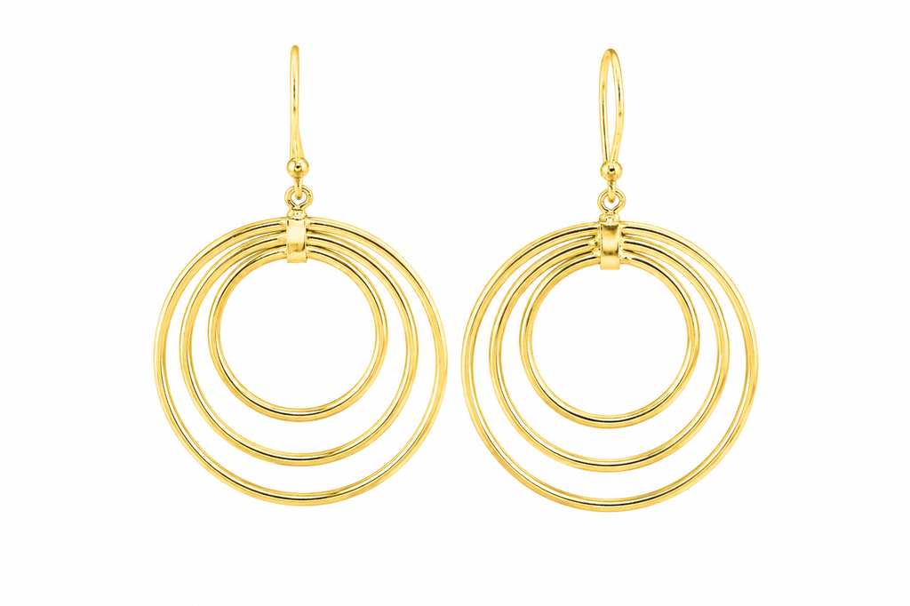 18K Gold-Plated Triple Hoop Drop Earrings