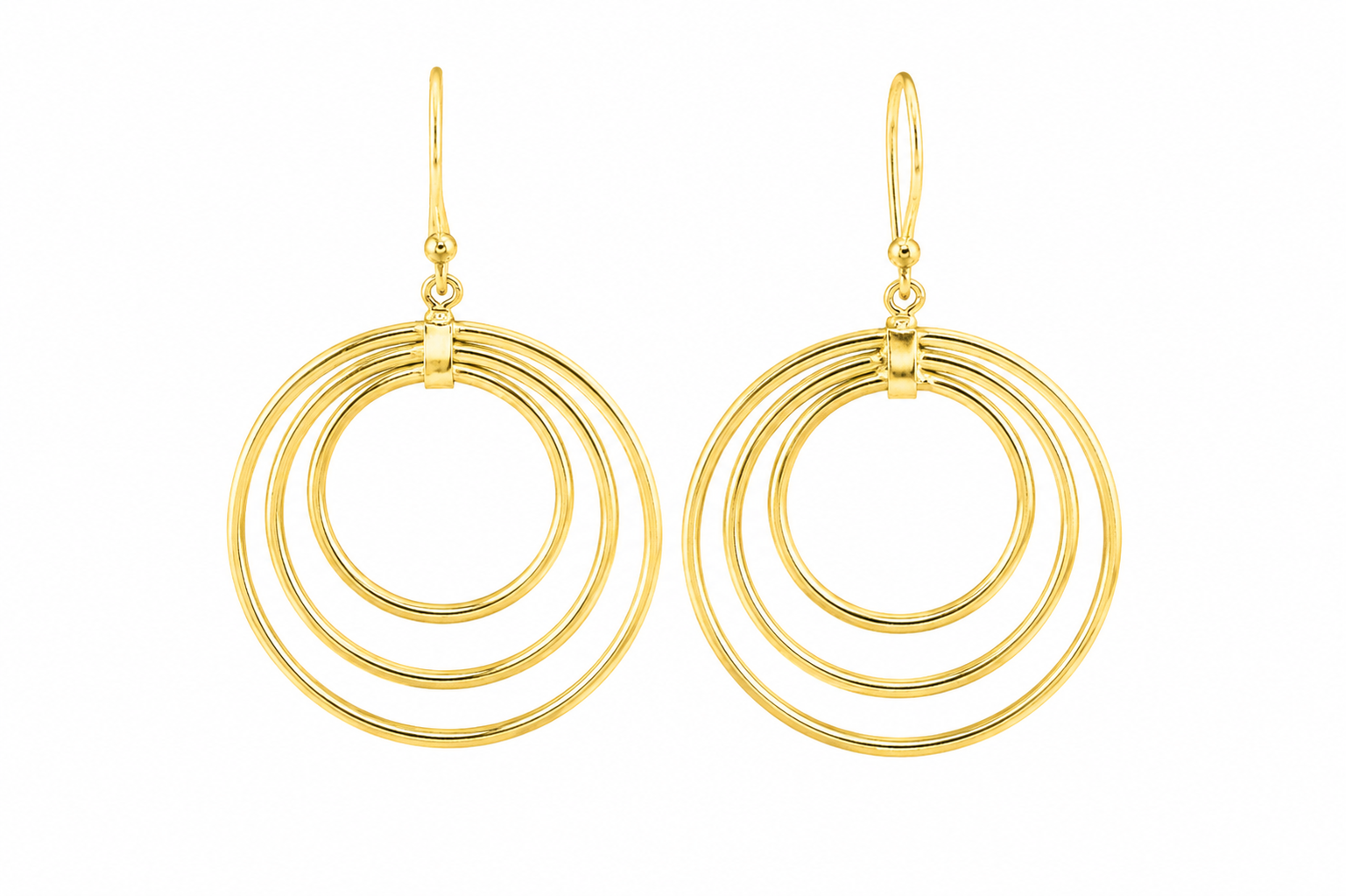 18K Gold-Plated Triple Hoop Drop Earrings
