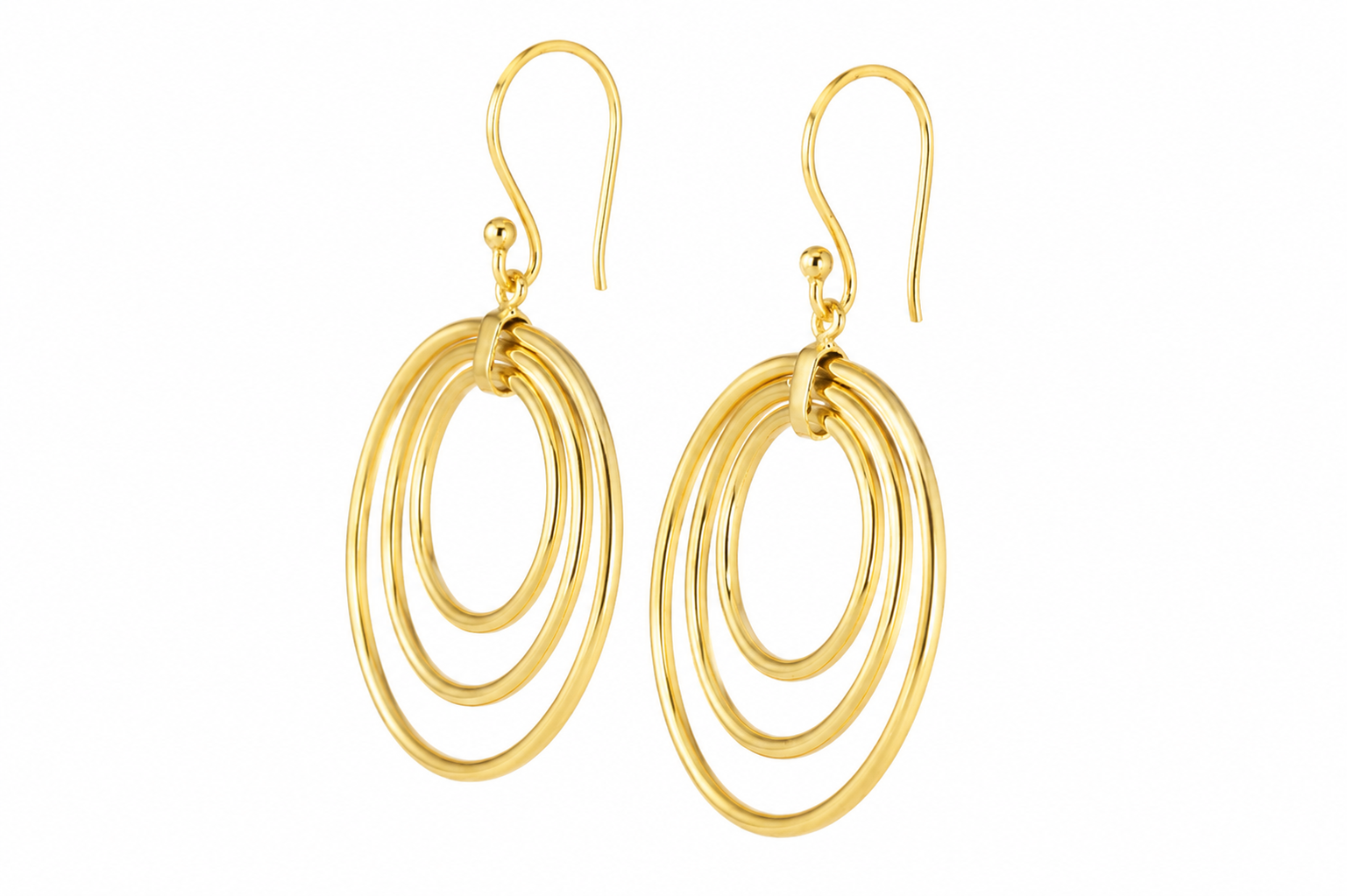 18K Gold Plated Multi-Layer Circle Drop Earrings