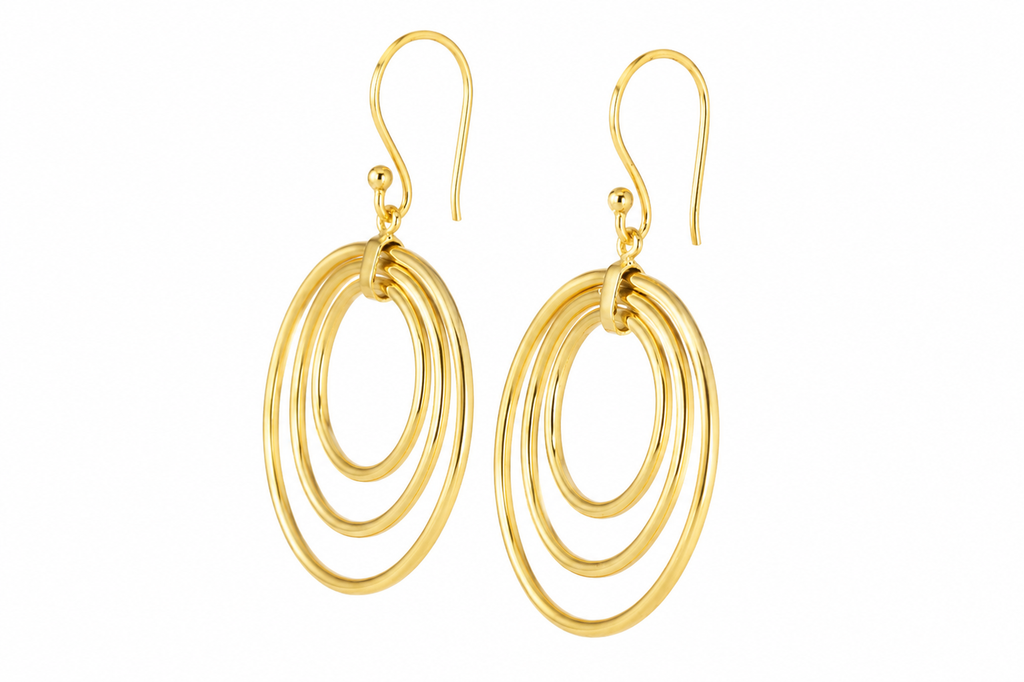 18K Gold-Plated Triple Hoop Drop Earrings