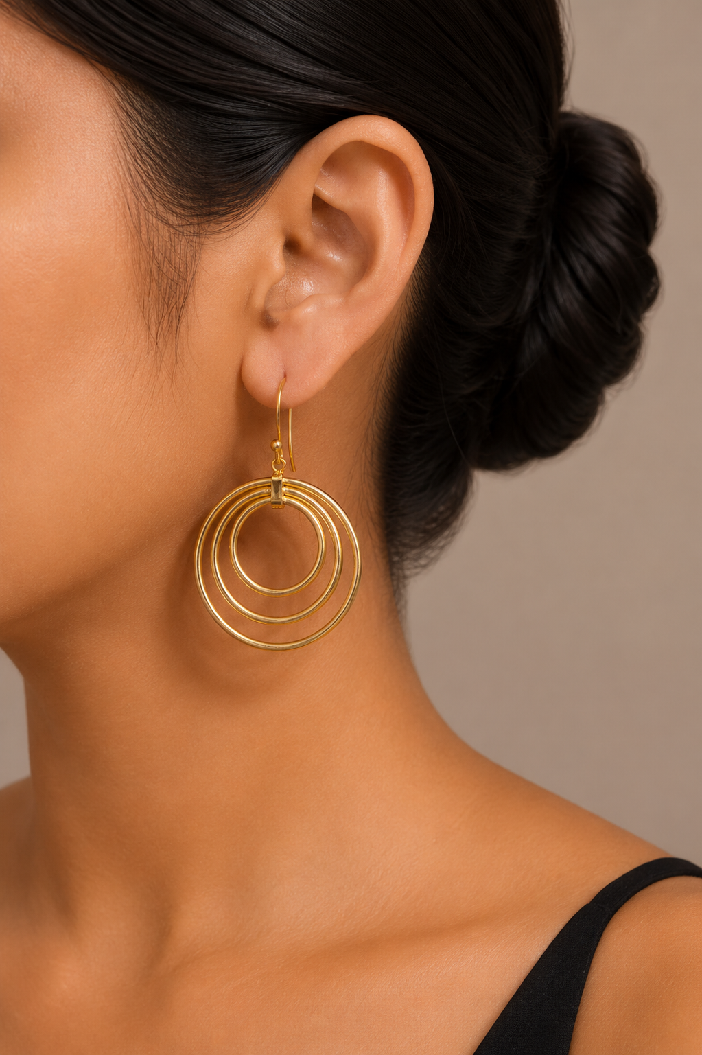 18K Gold-Plated Triple Hoop Drop Earrings