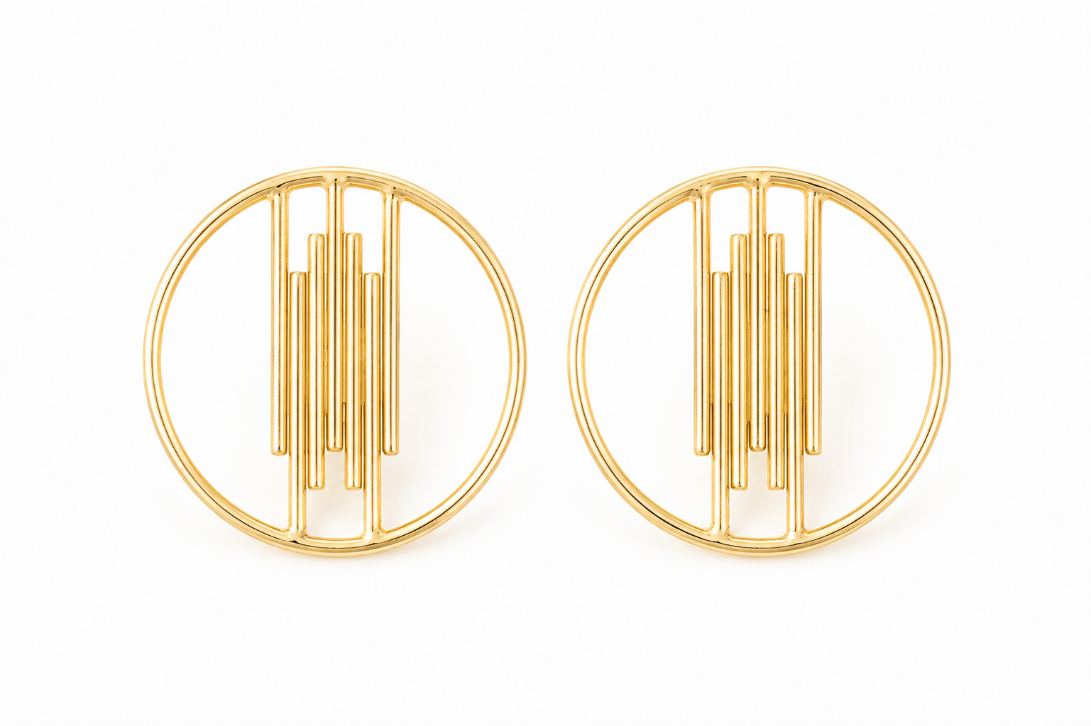 18K Gold-Plated Geometric Circle Stud Earrings
