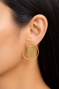 18K Gold-Plated Geometric Circle Stud Earrings