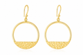 18K Gold Plated Textured Circle Hoop Earrings